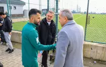 BUÜ Yönetimi, Bursaspor'un Mardin 1969 Spor maçı hazırlıklarını ziyaret etti
