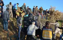 Manisa'da direğe çarpıp, şarampole devrilen otomobilin sürücüsü yaralandı