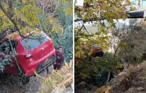 Patlayan su borusu yolda göçüğe neden oldu! Taşan su otomobili bahçeye sürükledi