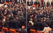 Meclis'teki yumruklu kavga esnasında dikkat çeken görüntü