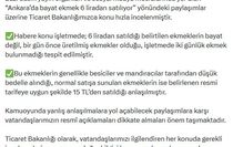 Bakanlıktan 'Bayat ekmek 6 liradan satılıyor' iddiasına açıklama