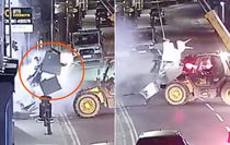 Film gibi soygun: Çalıntı iş makinesiyle ATM'yi duvardan söküp kaçtılar