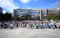 Küresel Sumud Filosu aktivistlerinden Brüksel'de AB protestosu