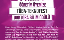 NÖHÜ'lü Doç. Dr. Önbilgin, 2026 TÜBA-TEKNOFEST Doktora Bilim Ödülü'nde birinci oldu