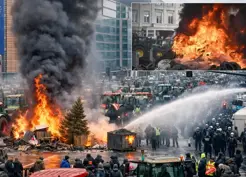 >Ortalığı yakıp yıkan çiftçiler Avrupalı liderlere geri adım attırdı