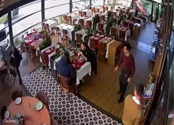 >Ünlü sanatçı Cahit Berkay, kullandığı araçla restorana daldı