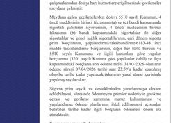 >SGK'dan kuruma olan borçların son ödeme tarihinin uzatılmasına ilişkin açıklama