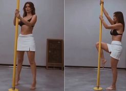 >Seray Kaya yeni filmi için pole dansı eğitimi aldı