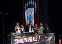 >Küresel Sumud Filosu'na saldırı İsrail'in İstanbul Başkonsolosluğu önünde protesto edildi