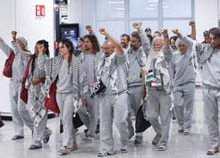 >Sumud Filosu'nda İsrail tarafından alıkonulan İtalyan aktivistler ülkelerine döndü