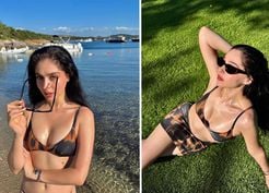 >Cemre Baysel yaz sezonunu açtı, leopar desenli bikinisiyle göz kamaştırdı