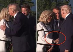 >G7'ye damga vuran tokalaşma: Trump Fransız First Lady'nin elini bırakamadı