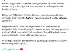 >Bakan Uraloğlu: 15 gemimiz güvenli şekilde Basra Körfezi'nden ayrılmıştır