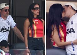 >Brad Pitt, kendisinden 29 yaş küçük sevgilisiyle maç oynanırken aşka geldi