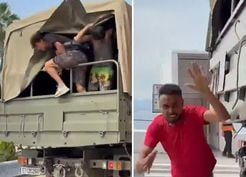 Sebte'de yakalanan Faslı göçmenler hareket halindeki askeri araçtan atlayıp kaçtı