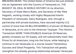 Trump: Venezuela ile dünya tarihinin en büyük petrol anlaşmasına vardık
