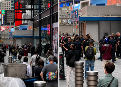 Times Meydanı'nda bıçaklı saldırı: İki kişiyi yaralayan kadın, polis tarafından vuruldu