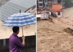 Çin'i sel vurdu! Evin düşme anı kamerada