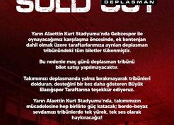 Elazığspor'a Güzide Gebzespor deplasmanında ayrılan bin 200 bilet tükendi