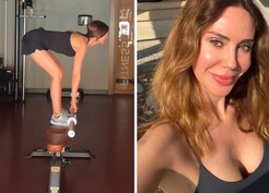 Demet Şener spor yaparken yere kapaklandı! İşte o anlar
