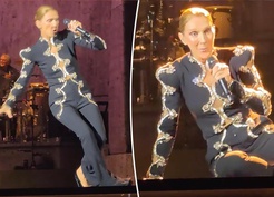 Céline Dion sahnede düştü, hiçbir şey olmamış gibi konsere devam etti