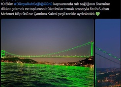 İstanbul İl Sağlık Müdürlüğü, iki simgeyi ruh sağlığı için yeşile büründürdü