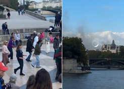 Paris’in iki farklı yüzü: Bir yanda dans, diğer yanda yangın!