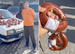 Eskişehir'de ilginç takas! 100 bin liralık otomobilini 100 kilo sucukla takas etti
