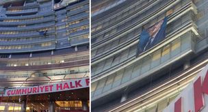 The banner of Özel was hung at the CHP headquarters.