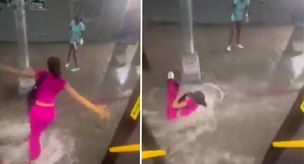 He got off the bus and within seconds was swept away by the current, disappearing from sight.