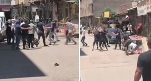مشاجرة بالحجارة والعصي في شانلي أورفا أمام الكاميرا