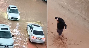 أمطار غزيرة في أديامان: غرقت المركبات في المياه، وغمرت المياه الشوارع