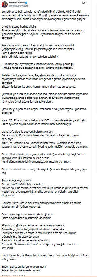 Mansur Yavaş'tan 'Baş şüpheli' iddialarına zehir zemberek yanıt