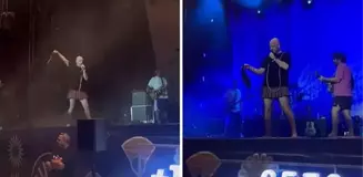 Büyük Ev Ablukada'nın konserinden sahneye iç çamaşırı fırlatıldı! Bartu Küçükçağlayan iç çamaşırını eline alıp salladı