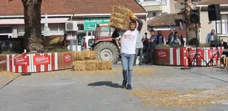 Çanakkale'de balya taşıma ve halat çekme yarışması düzenlendi