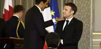 Fransa Cumhurbaşkanı Macron ve Katar Emiri Al Thani bir araya geldi