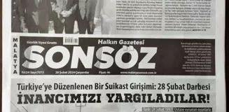 Malatya'da Sonsöz Gazetesi 28 Şubat'ı siyah-beyaz baskıyla protesto etti