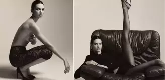 Amerikalı model Kendall Jenner, yeni moda kampanyası için üstsüz pozlar verdi