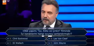 1966 yapımı 'İyi, Kötü ve Çirkin' filminde İyi karakterini hangi oyuncu canlandırmıştır? Kim Milyoner Olmak İster yeni bölüm soru ve cevapları!