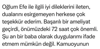 Başkan Uysal, Oğlu E.U.'nun Sağlık Durumu Hakkında Açıklama Yaptı