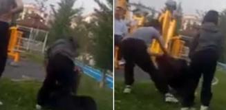 Kız çocukları, arkadaşlarını tuzağa düşürüp tekme tokat dövdü