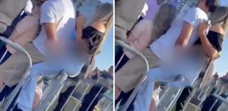 Konserde kız arkadaşına sarılırken arkasındaki kadını taciz etti
