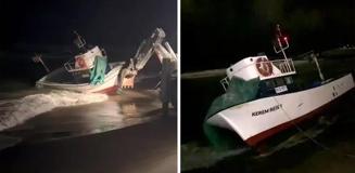 Sakarya Nehri ağzında tekne karaya oturdu