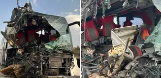 Otobüs tıra arkadan çarptı, çok sayıda yaralı var