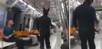Üstünde tavşan kostümü, elinde oyuncak tüfekle metroya binen şahıs gözaltına alındı