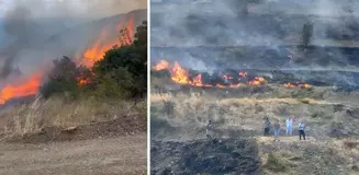 Sabah söndürülen yangın öğleden sonra yeniden başladı, vatandaşlar da müdahaleye katıldı