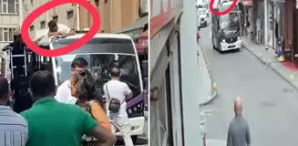 Sokaktaki kamerayı tamir ederken, dolmuşun üzerine düştü
