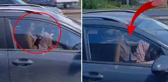 Sürücüdeki rahatlığa bak! Trafikte akılalmaz görüntüler