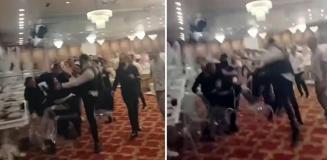 Düğün salonunda tekme tokat birbirlerine girdiler