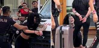 Kavga eden kadınları polis güçlükle ayırdı